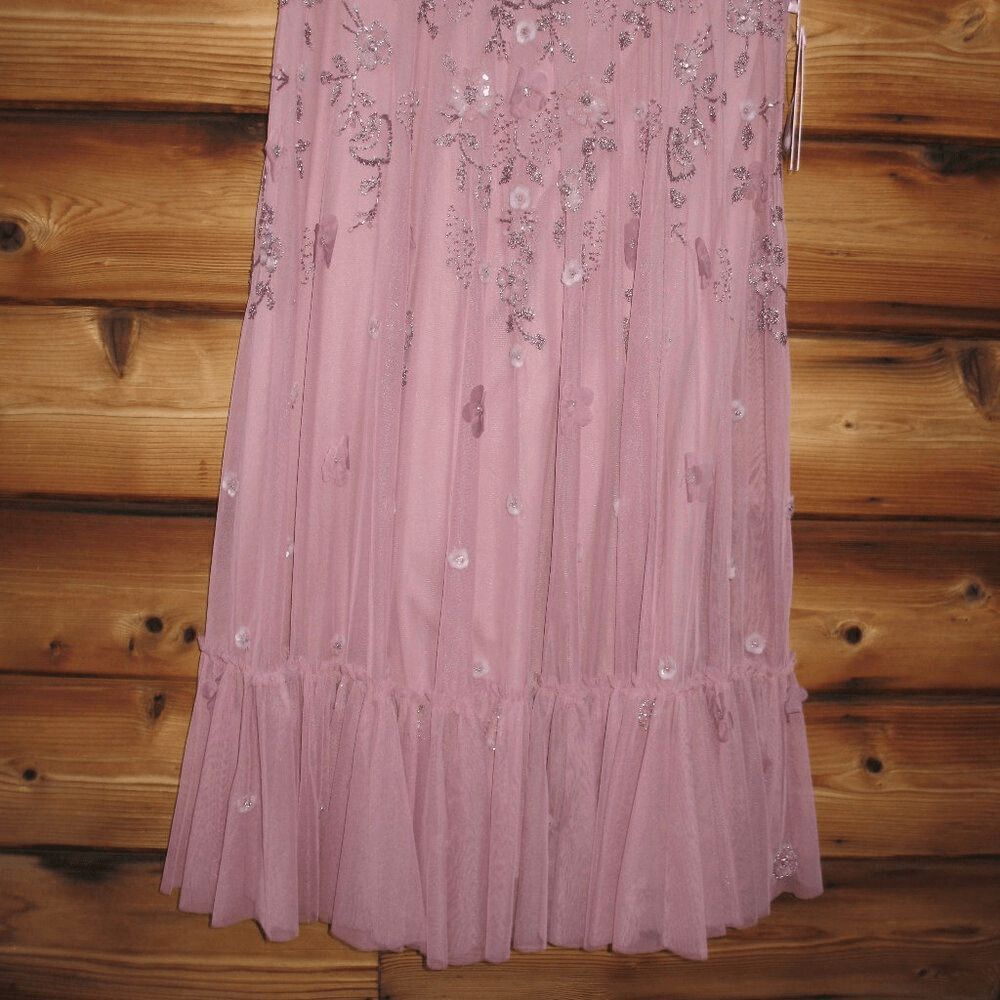 MAC DUGGAL 9212 Embellished High Neck Cap Sleeve A Line Dress Pink 12 - Picture 9 of 15